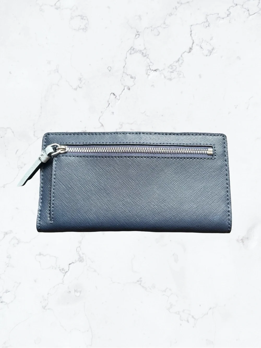 Kate Spade Cameron Two-Tone White & Navy Saffiano Wallet Bifold
